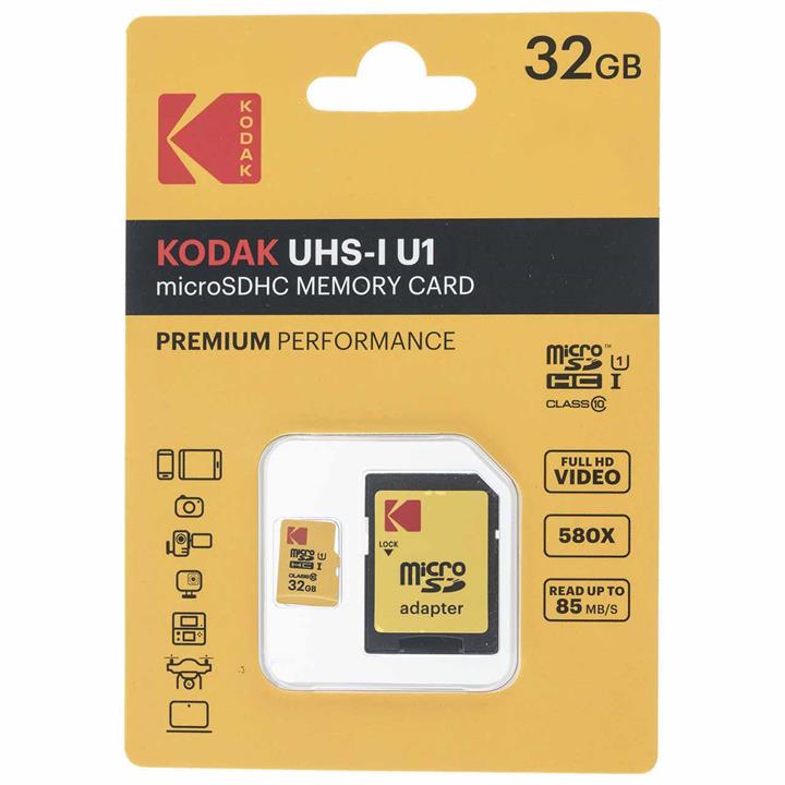 کارت حافظه microSDHC کداک مدل UHS-I U1 کلاس 10 سرعت 85MBps همراه با آداپتور ظرفیت 32 گیگابایت Kodak UHS-I U1 Class 10 85MBps microSDHC With Adapter - 32GB